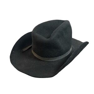 Vintage Always on Top Black Virgin Wool Cowboy Hat Western 7 1/8 Felt Mens
